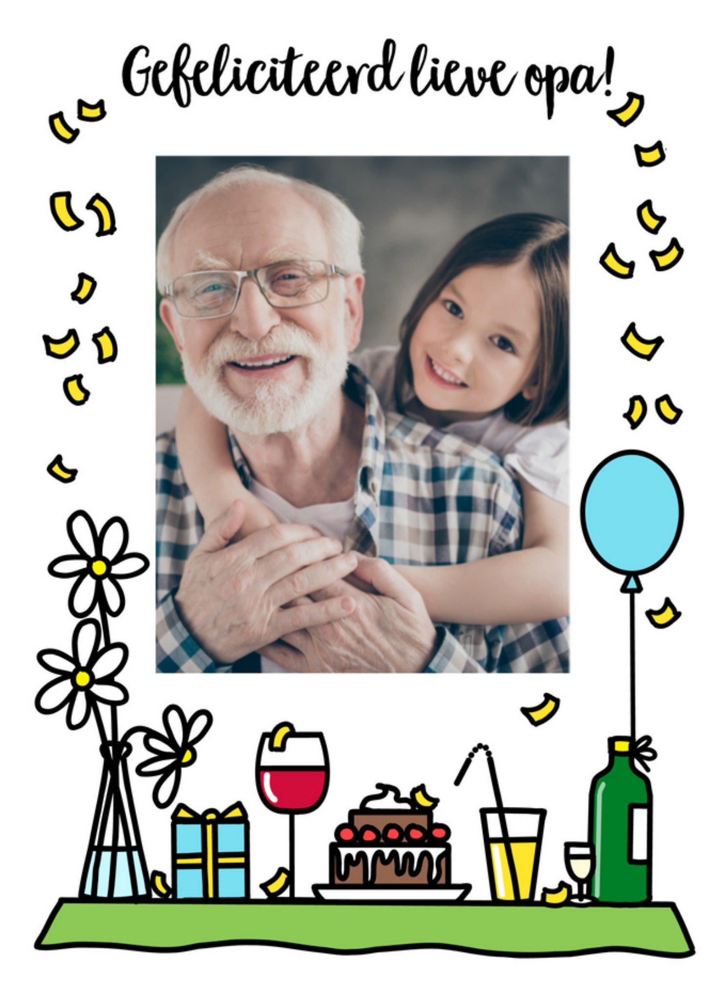 YH Tekent - Verjaardagskaart - fotokaart - opa