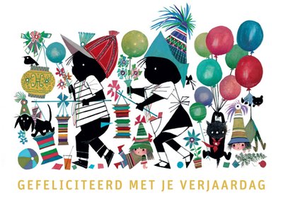 Fiep Westendorp | Verjaardagskaart | Jip en Janneke | Dieren en ballonnen
