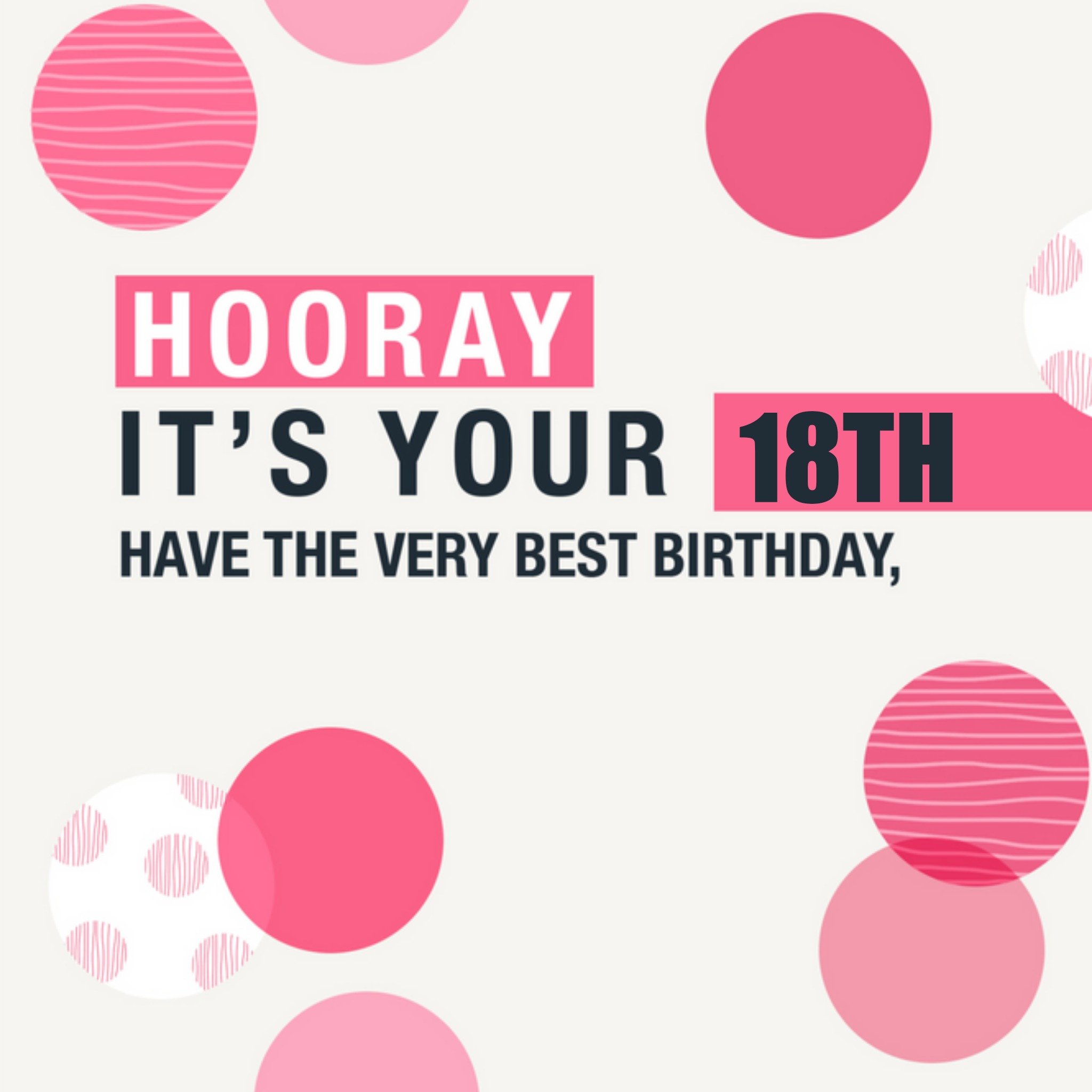 Verjaardagskaart - Hooray 18th birthday