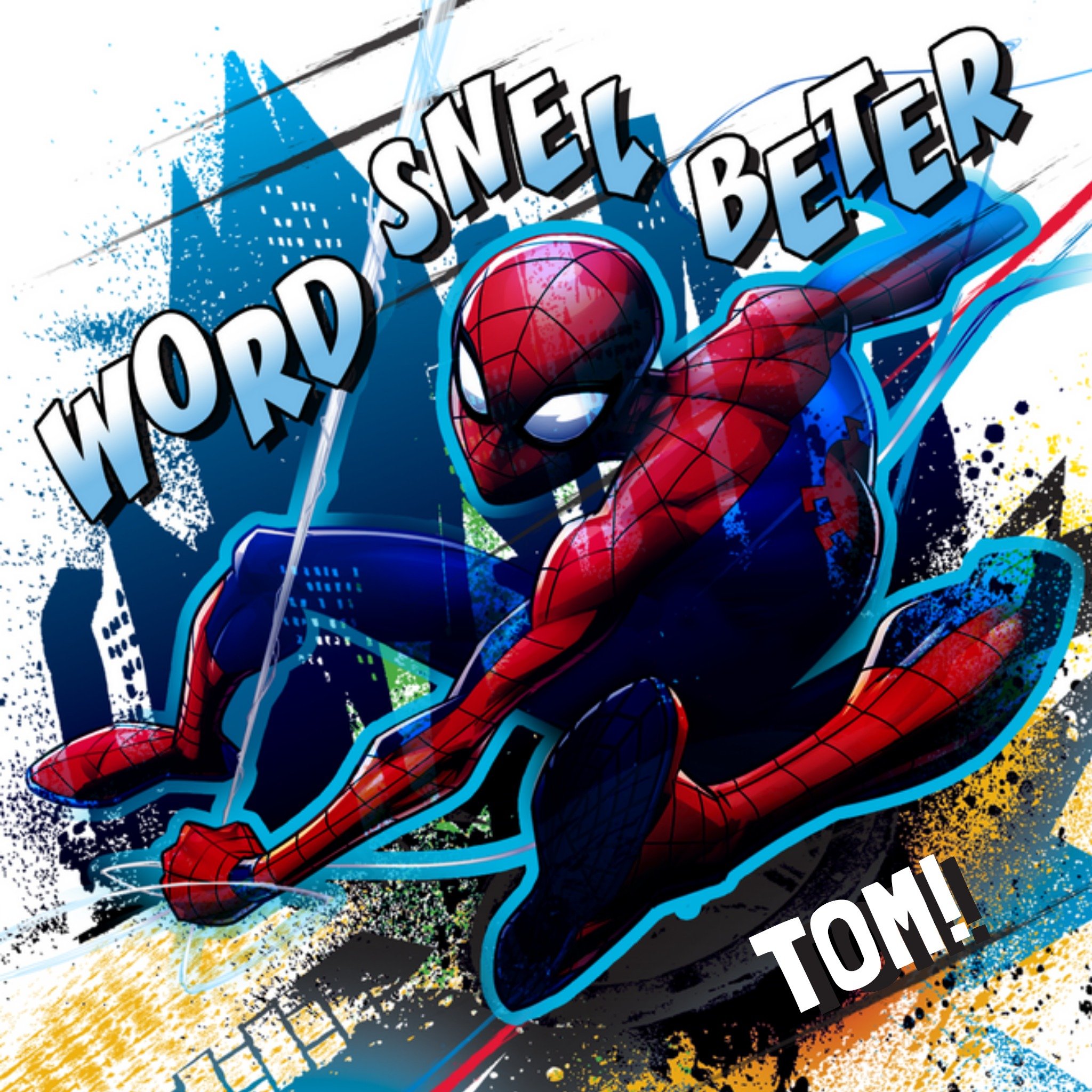 Spiderman - Beterschapskaart - Word snel beter