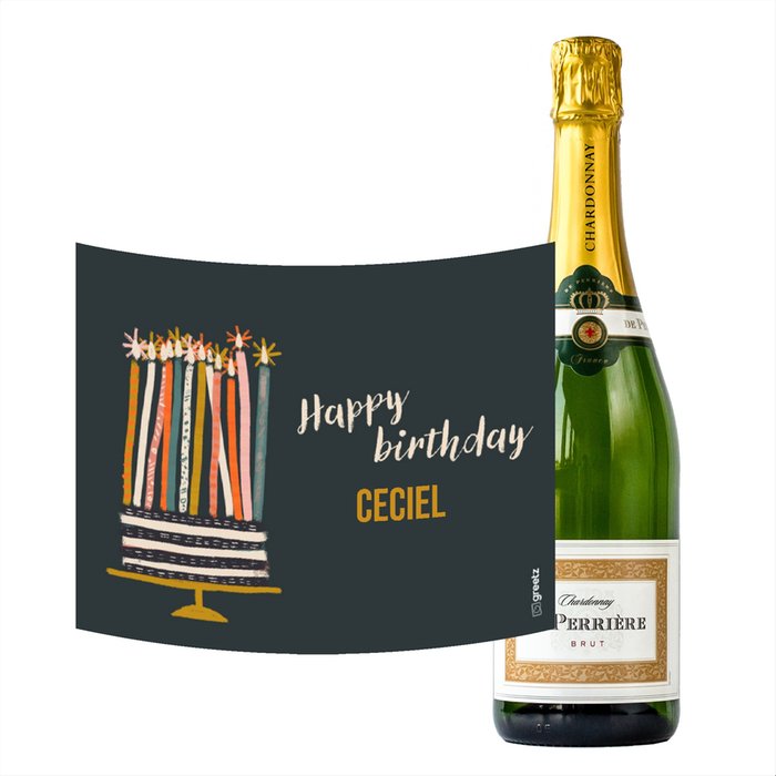 Perriere | Brut Chardonnay | Happy Birthday met eigen naam | 750ml