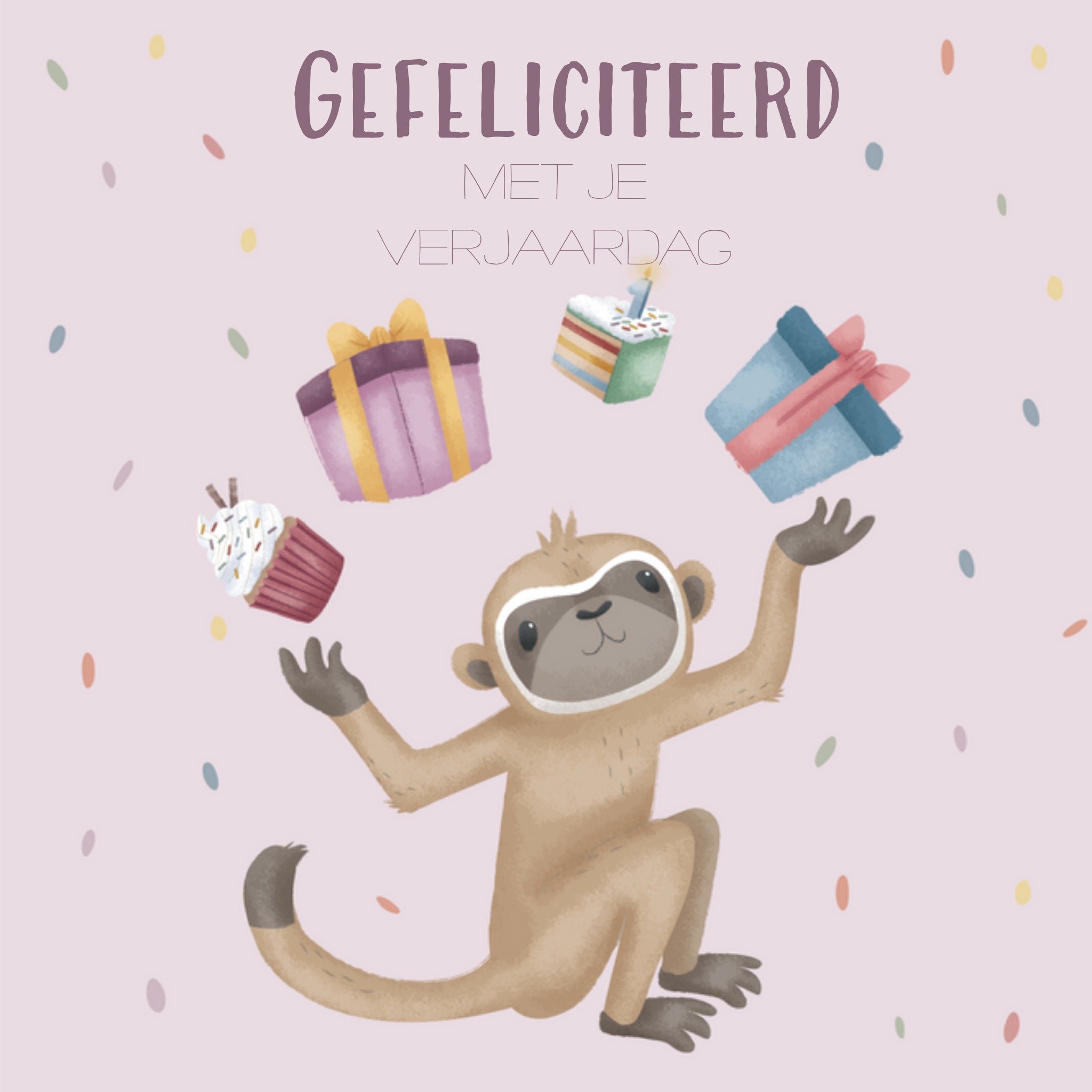 Little Dutch - Verjaardagskaart - Aapje - Aanpasbare tekst