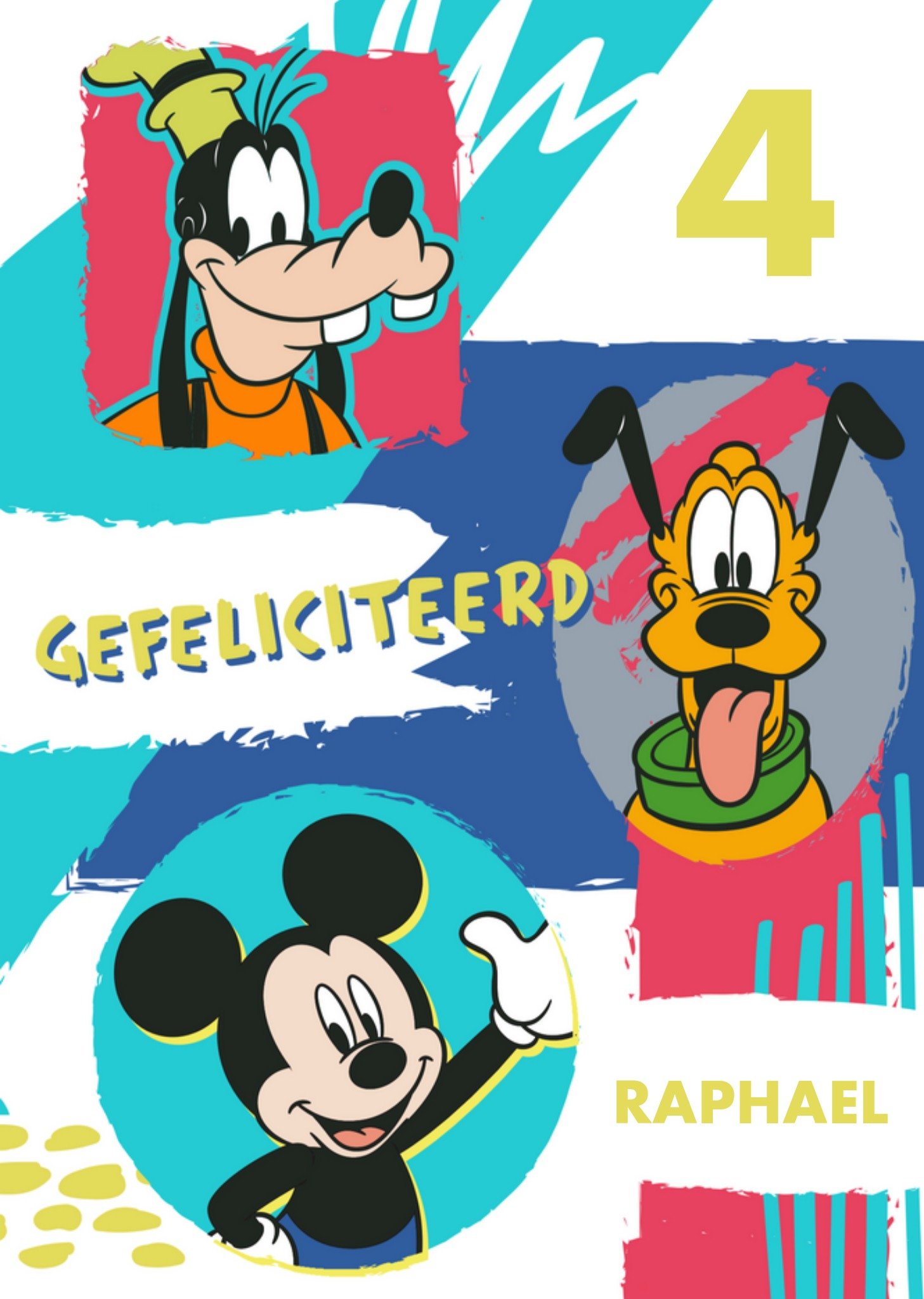 Disney - Verjaardagskaart - Mickey Mouse - Met leeftijd en naam