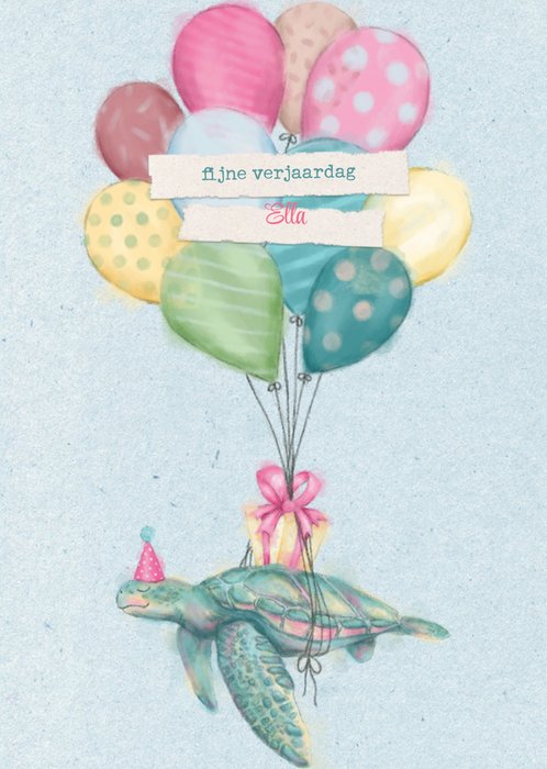 Greetz | Verjaardagskaart | schildpad met ballon