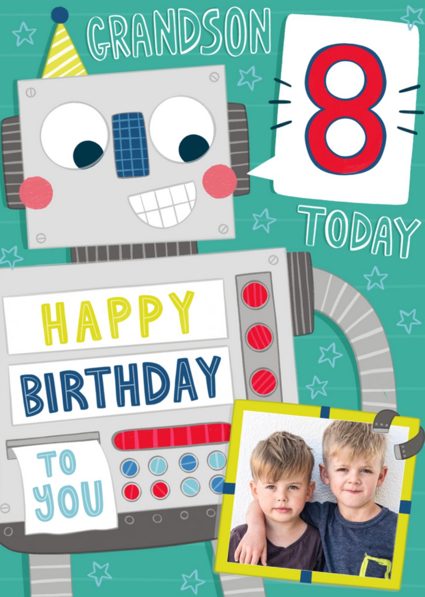 Verjaardagskaart - Robot met leeftijd