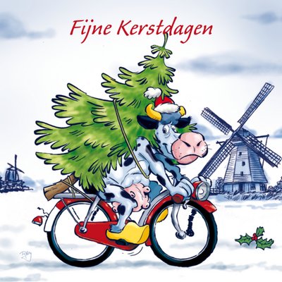 Old Dutch | Kerstkaart | kerstbomen | koe