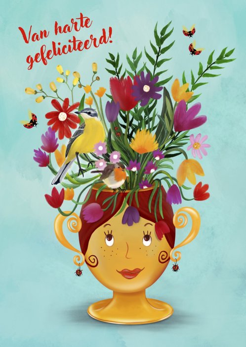 Patricia Hooning | Verjaardagskaart | Vaas met bloemen