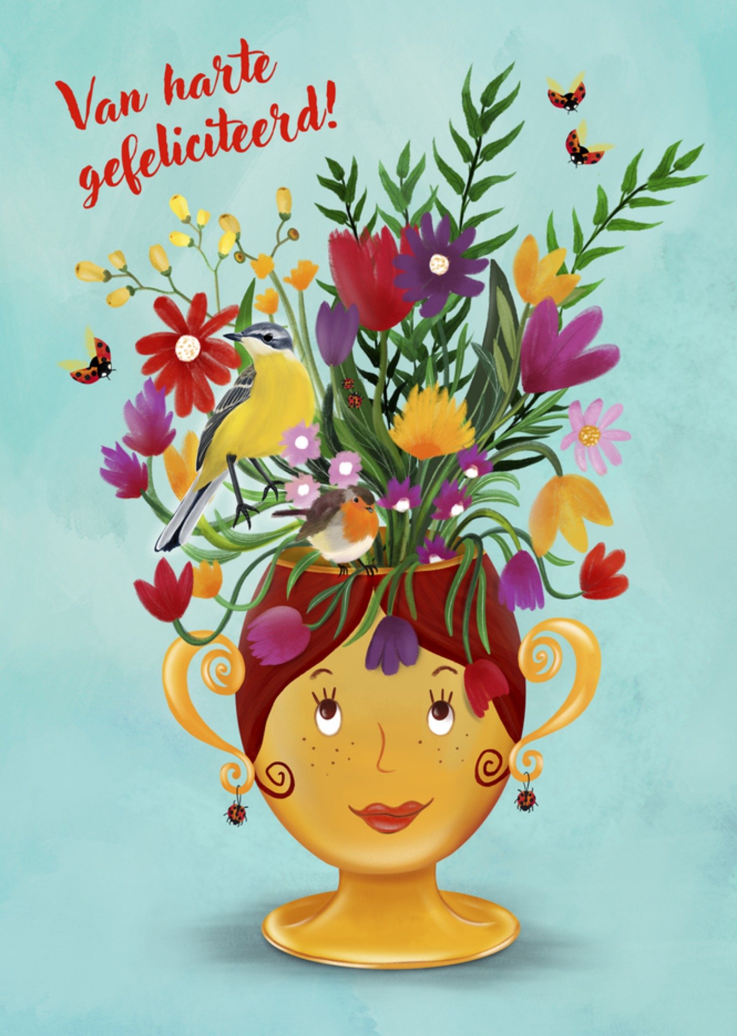 Patricia Hooning - Verjaardagskaart - Vaas met bloemen