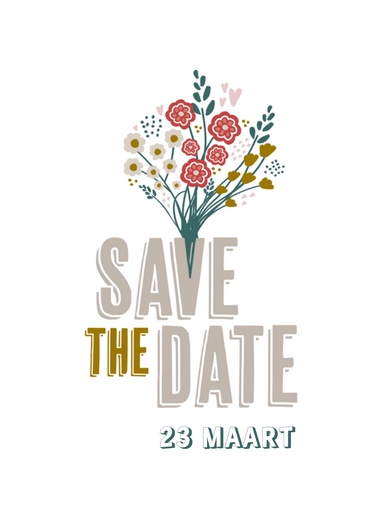 Greetz - Save the date - bloemen - datum
