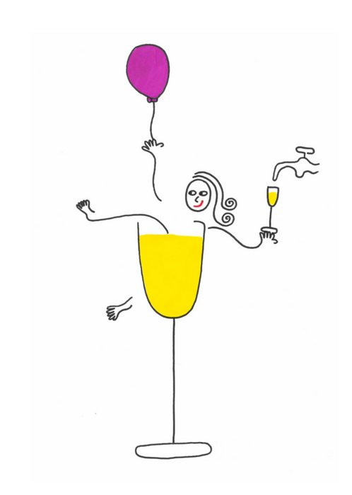 Eva Gans | Verjaardagskaart | Champagne