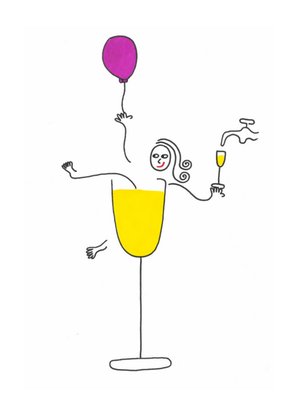 Eva Gans | Verjaardagskaart | Champagne