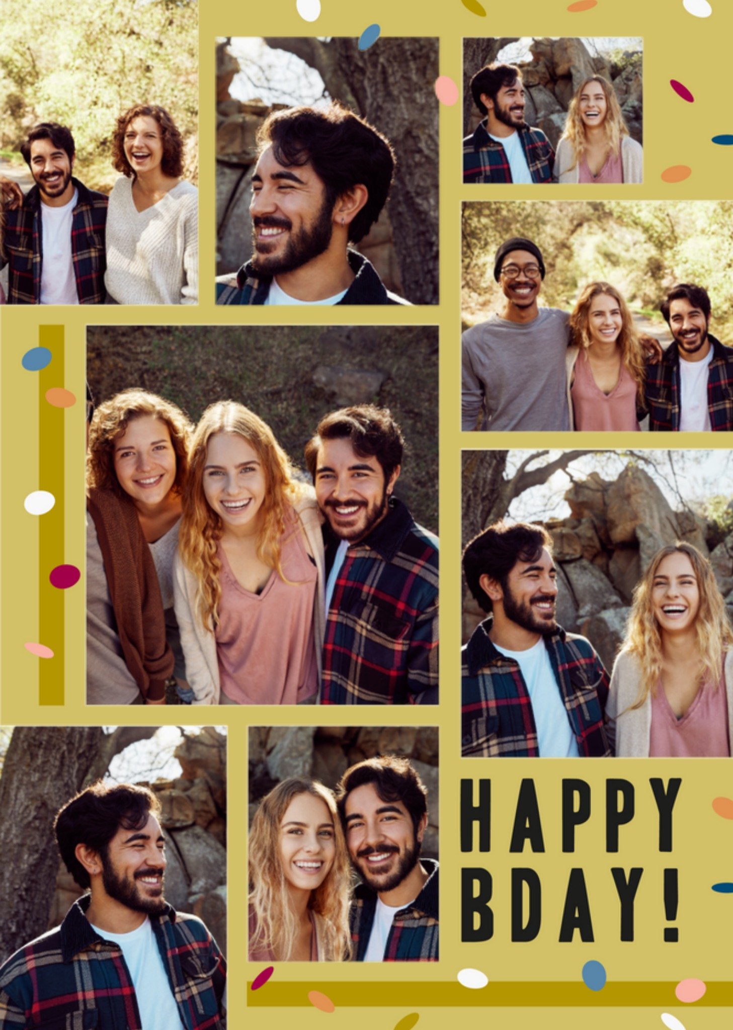 Verjaardagskaart - Collage - Met fotos - Happy Bday!
