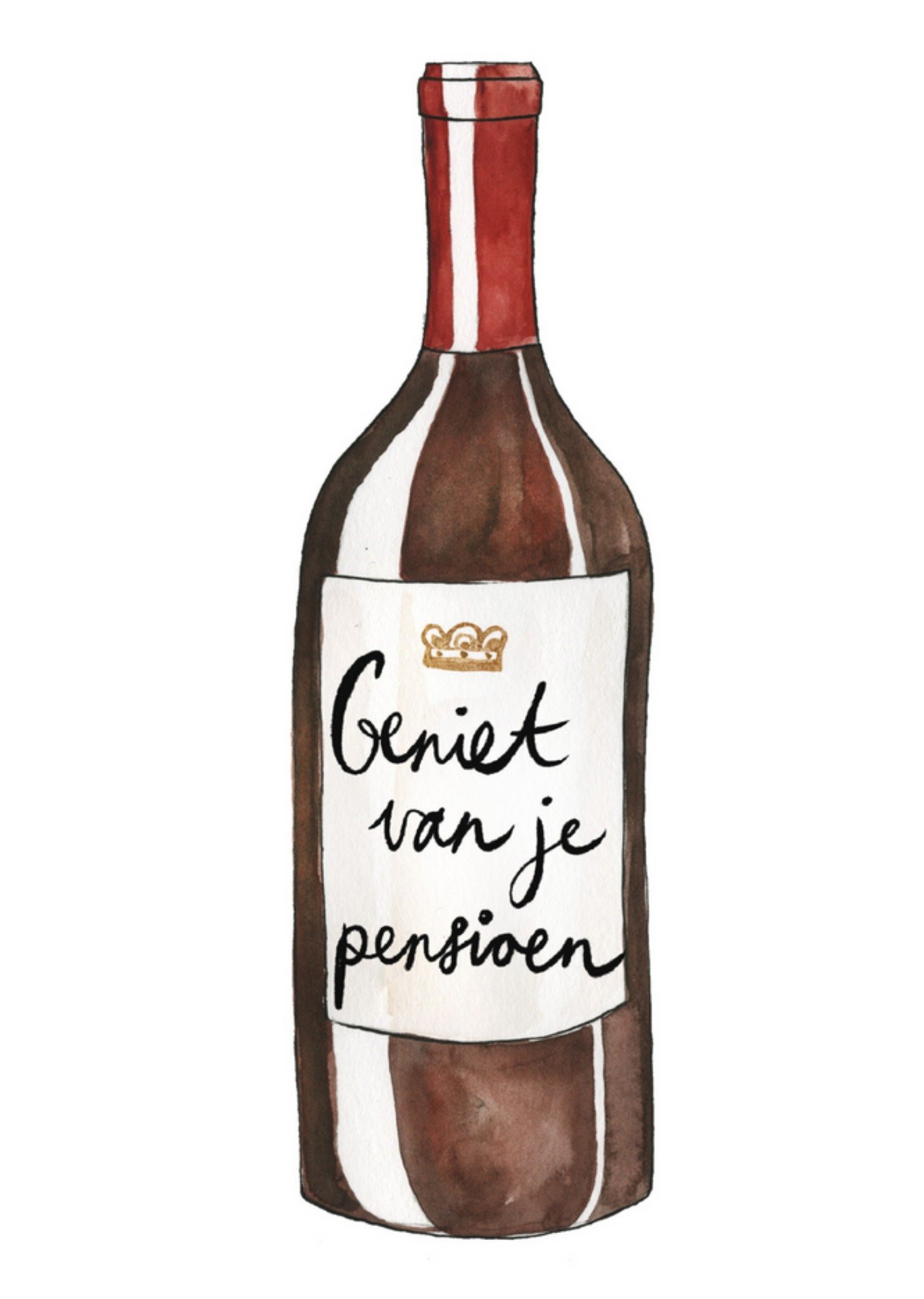 Marie Bodie - Pensioen kaart - fles wijn