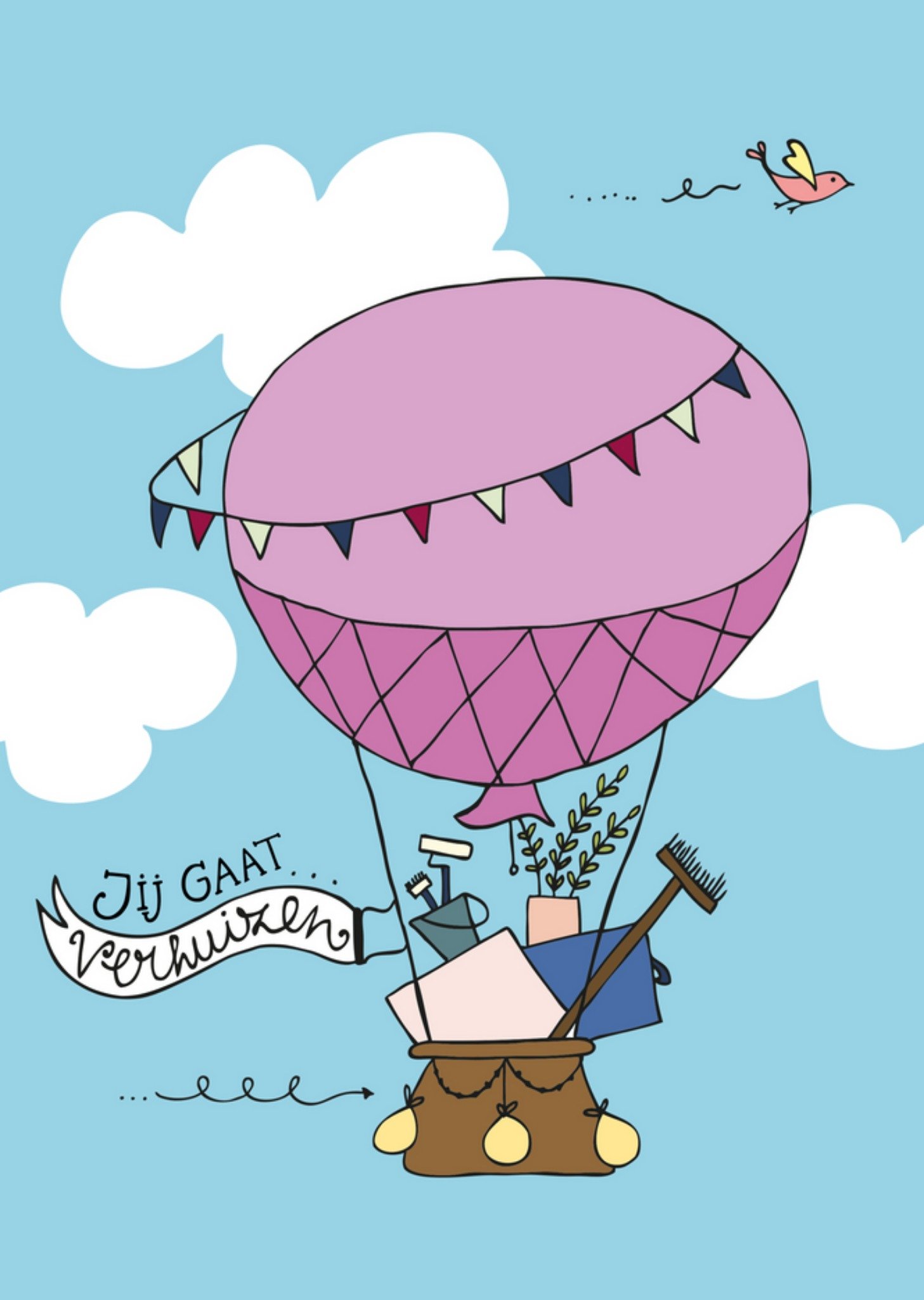Funny Side Up - Nieuwe Woning kaart- Heteluchtballon