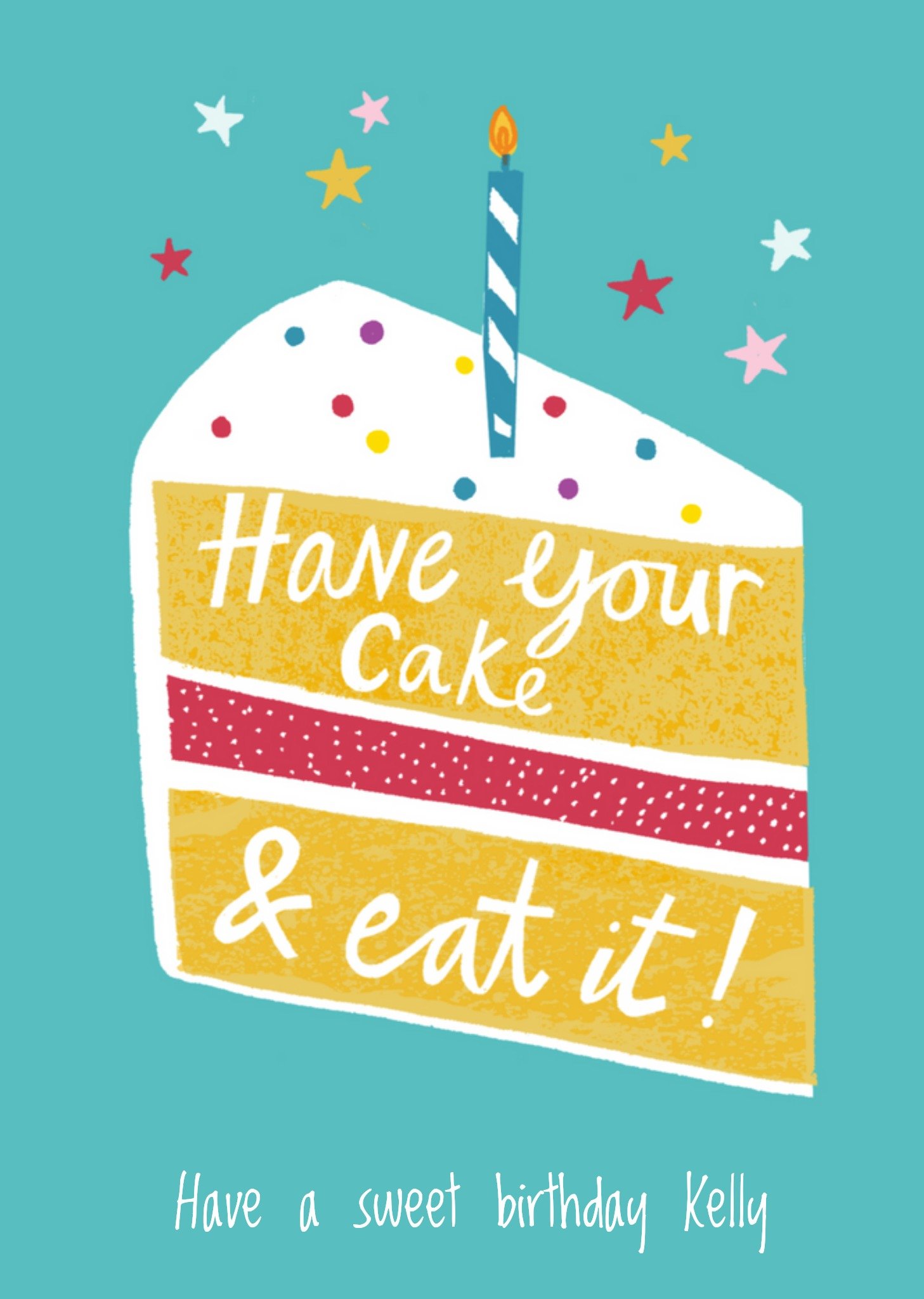 Stella Isaac - Verjaardagskaart - taart - naam