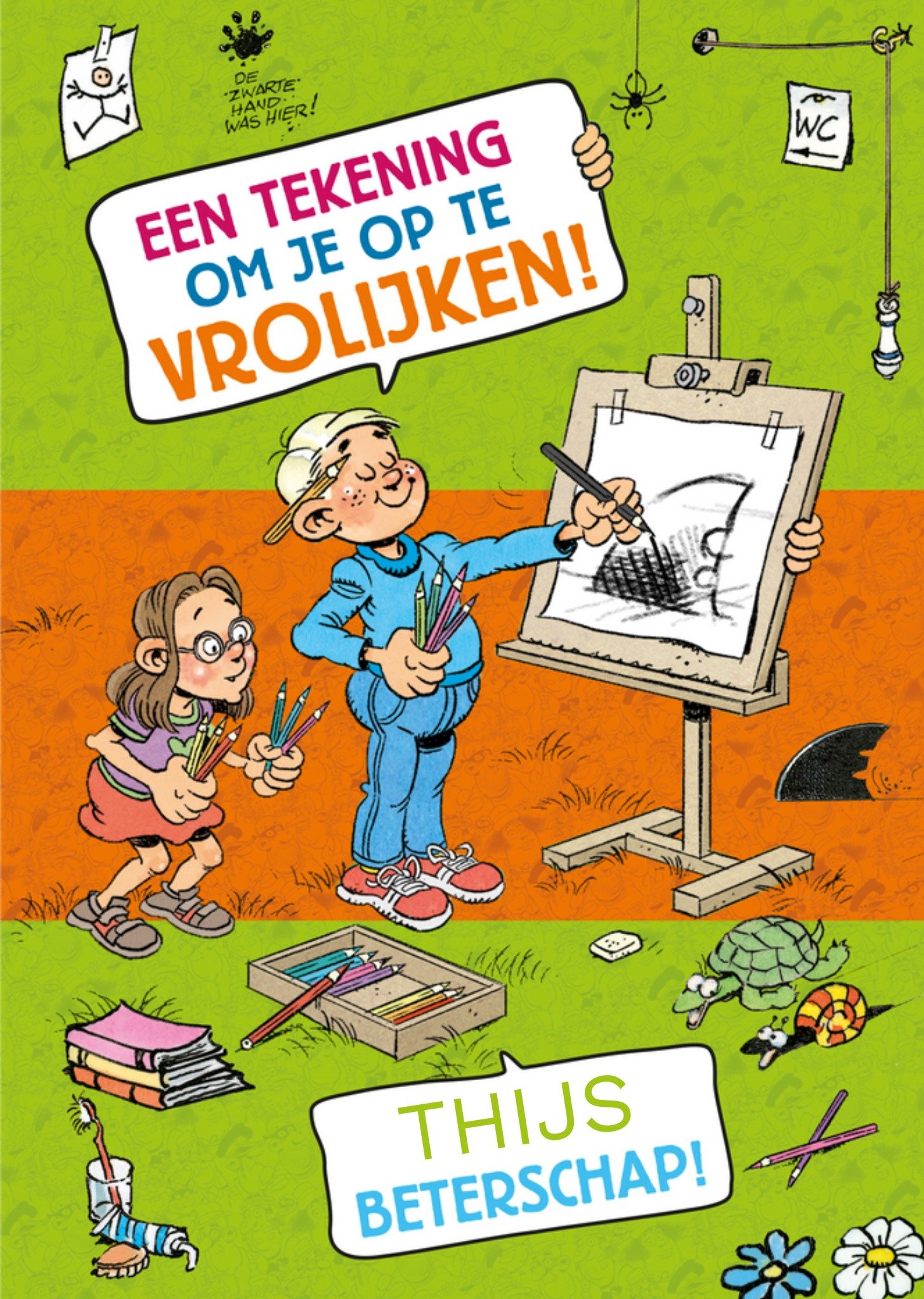 Jan van Haasteren Junior - Beterschapskaart - Tekening