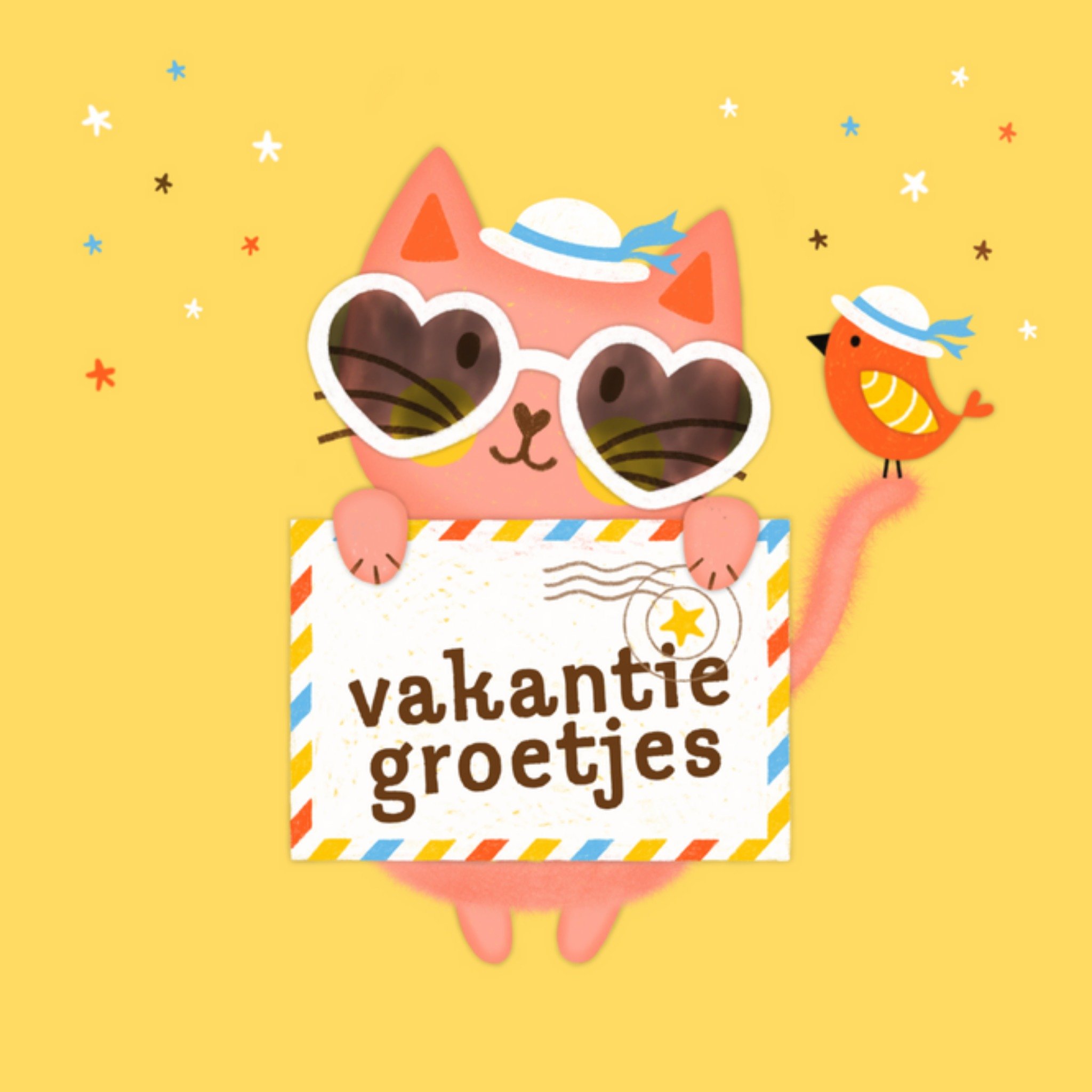 Marieke Witke - Vakantie kaart - Schattige kat