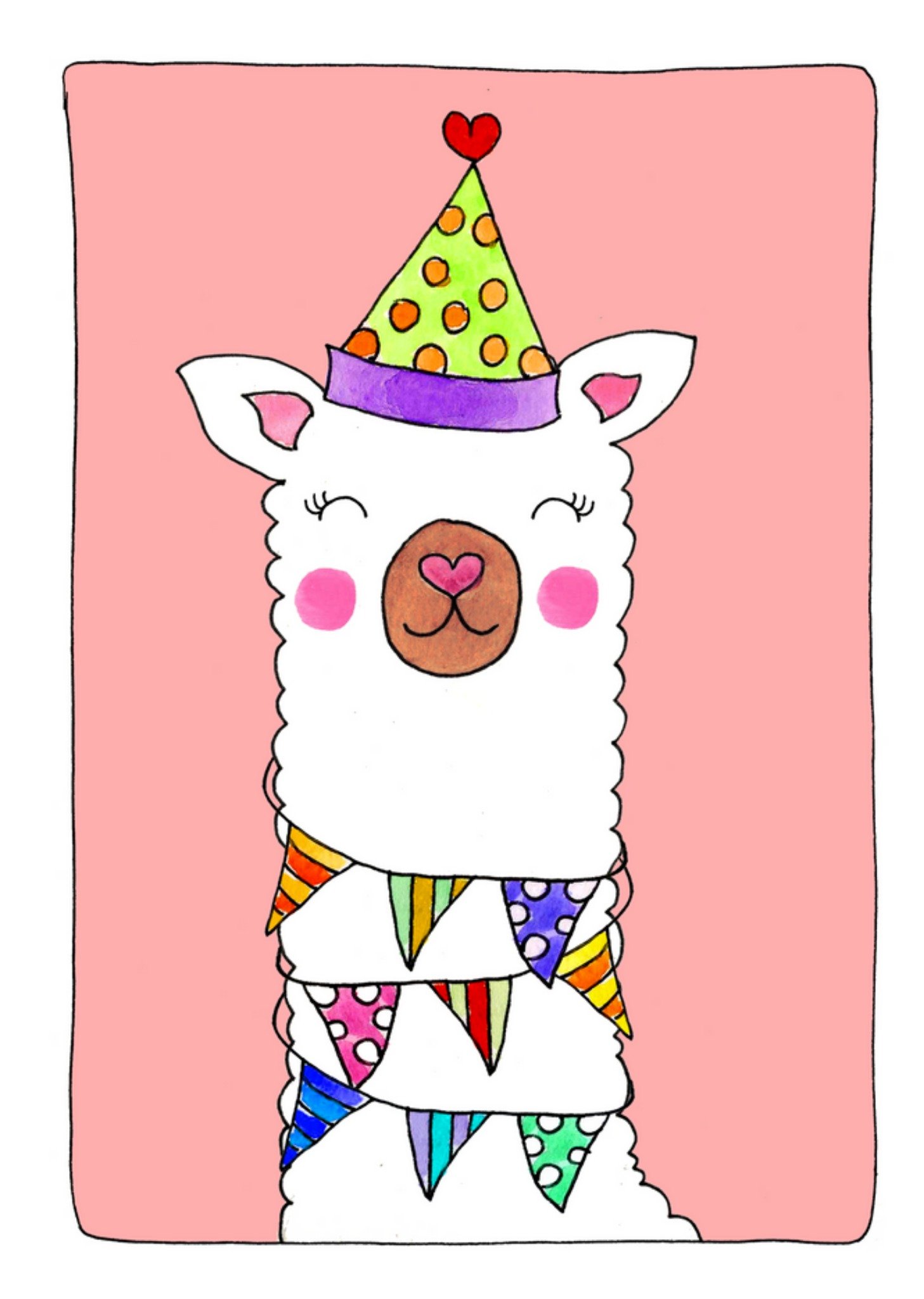 Sandysign - Verjaardagskaart - Schattig feest alpaca