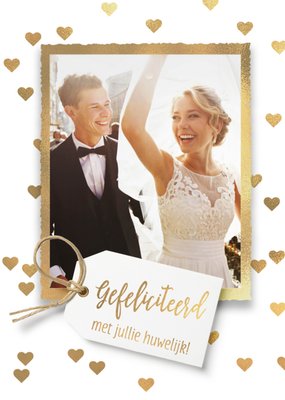Luckz | Huwelijkskaart | Gefeliciteerd | Gouden harten | Met foto