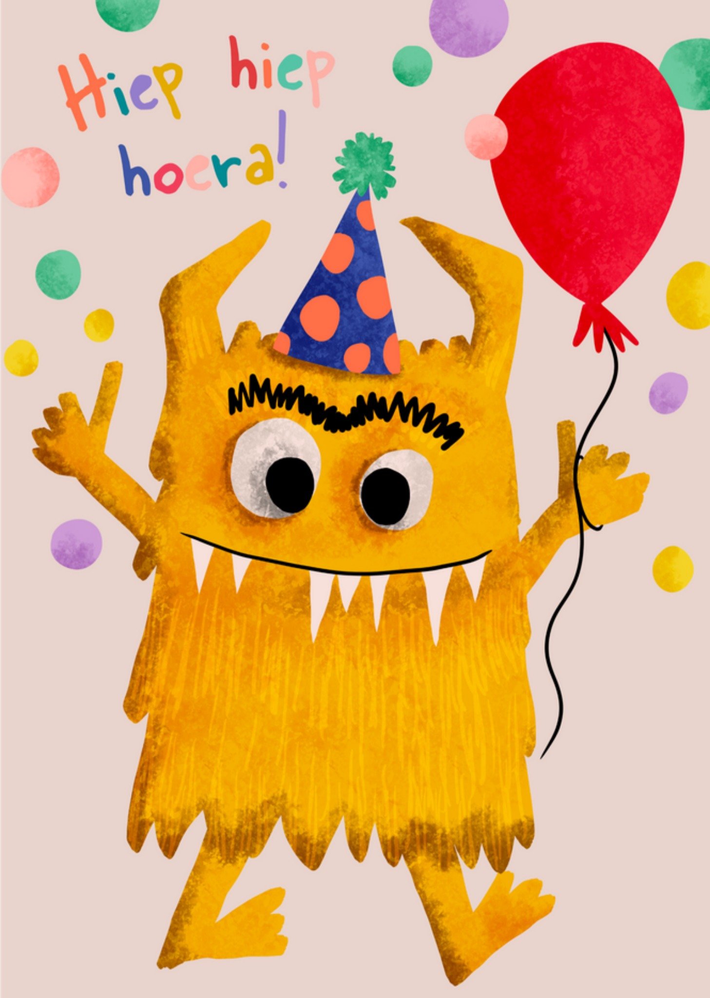 Verjaardagskaart - Monster met ballon