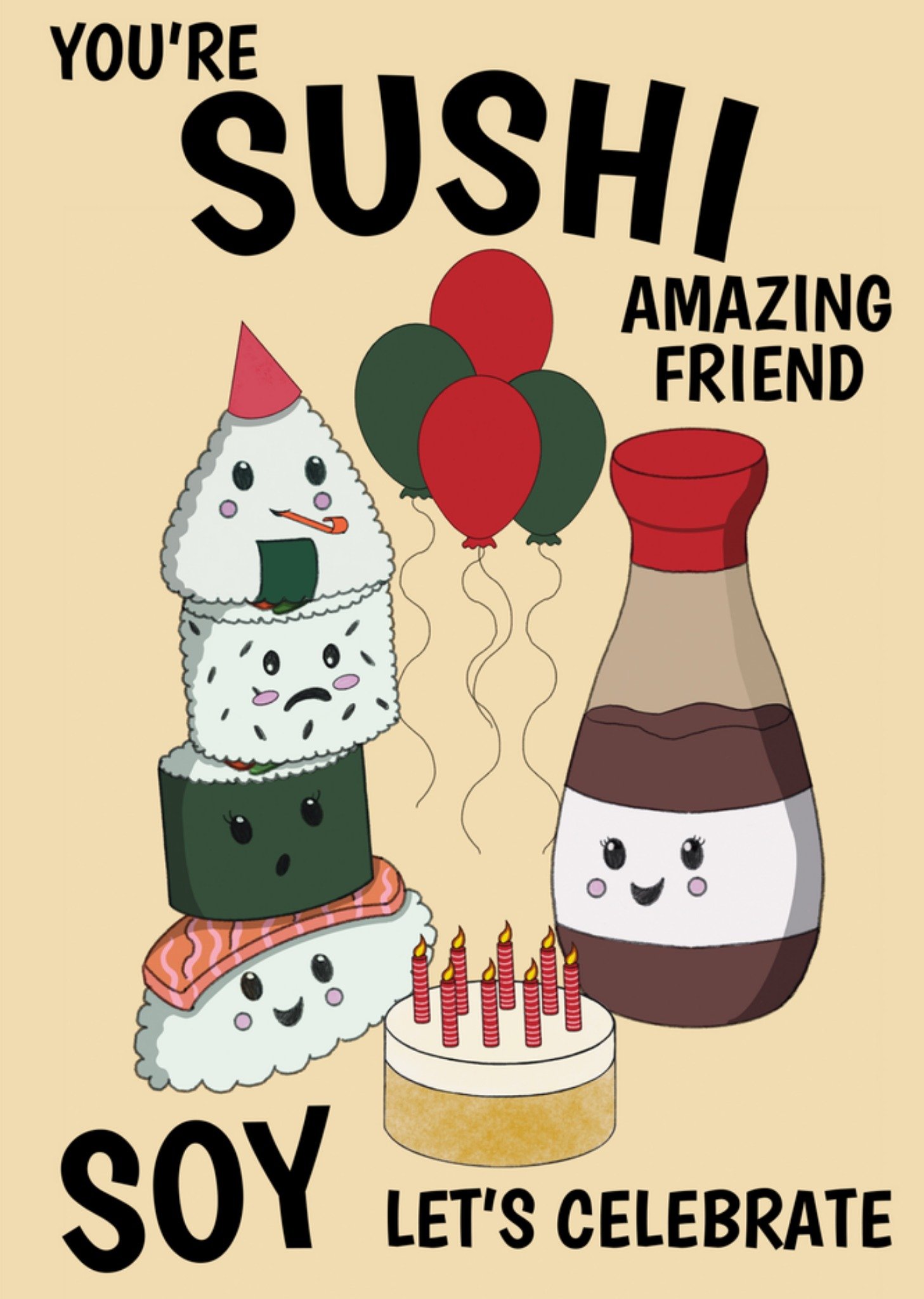Cupsie's - Verjaardagskaart - Sushi