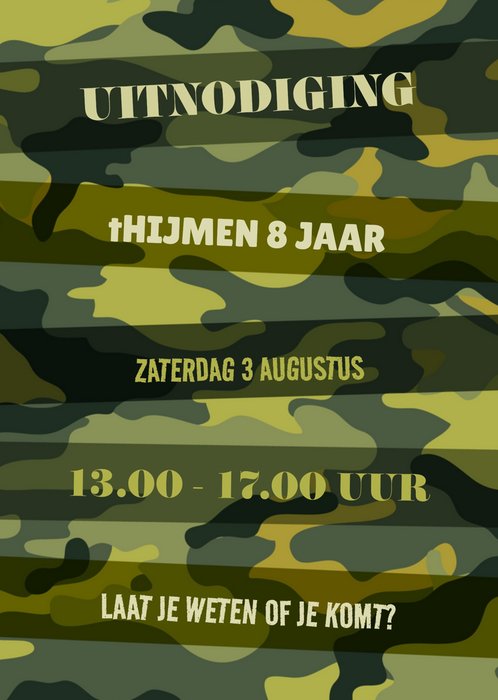 Camouflage uitnodiging