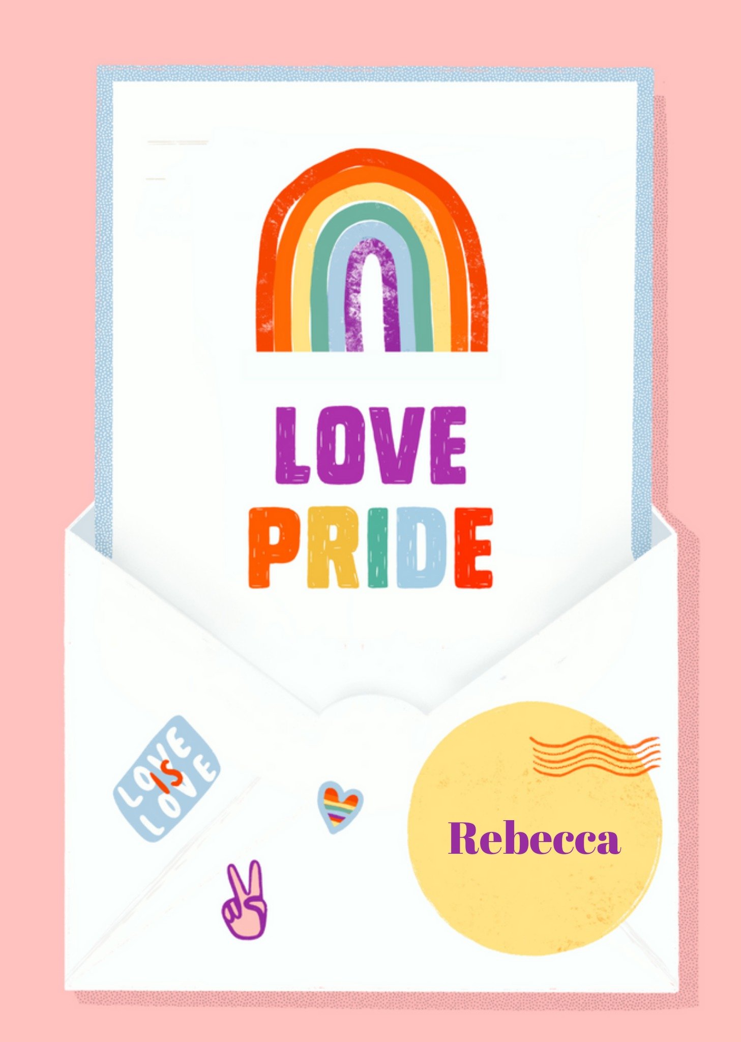 Pride kaart - met naam - regenboog