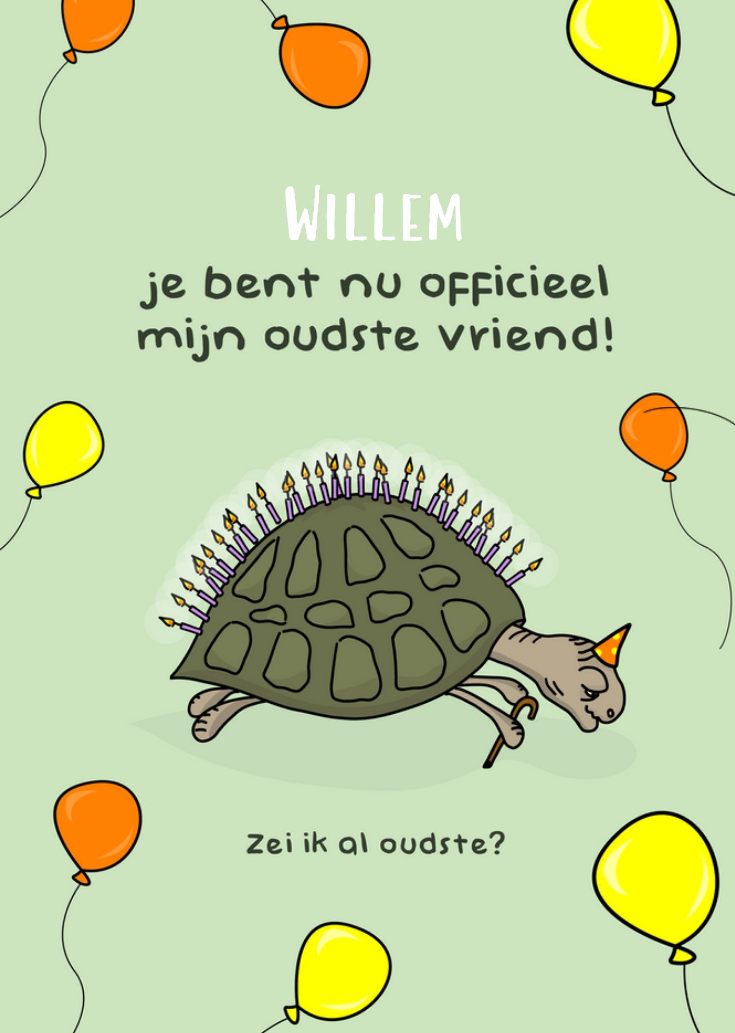 Liefs Jansje - Verjaardagskaart - met naam - schildpad