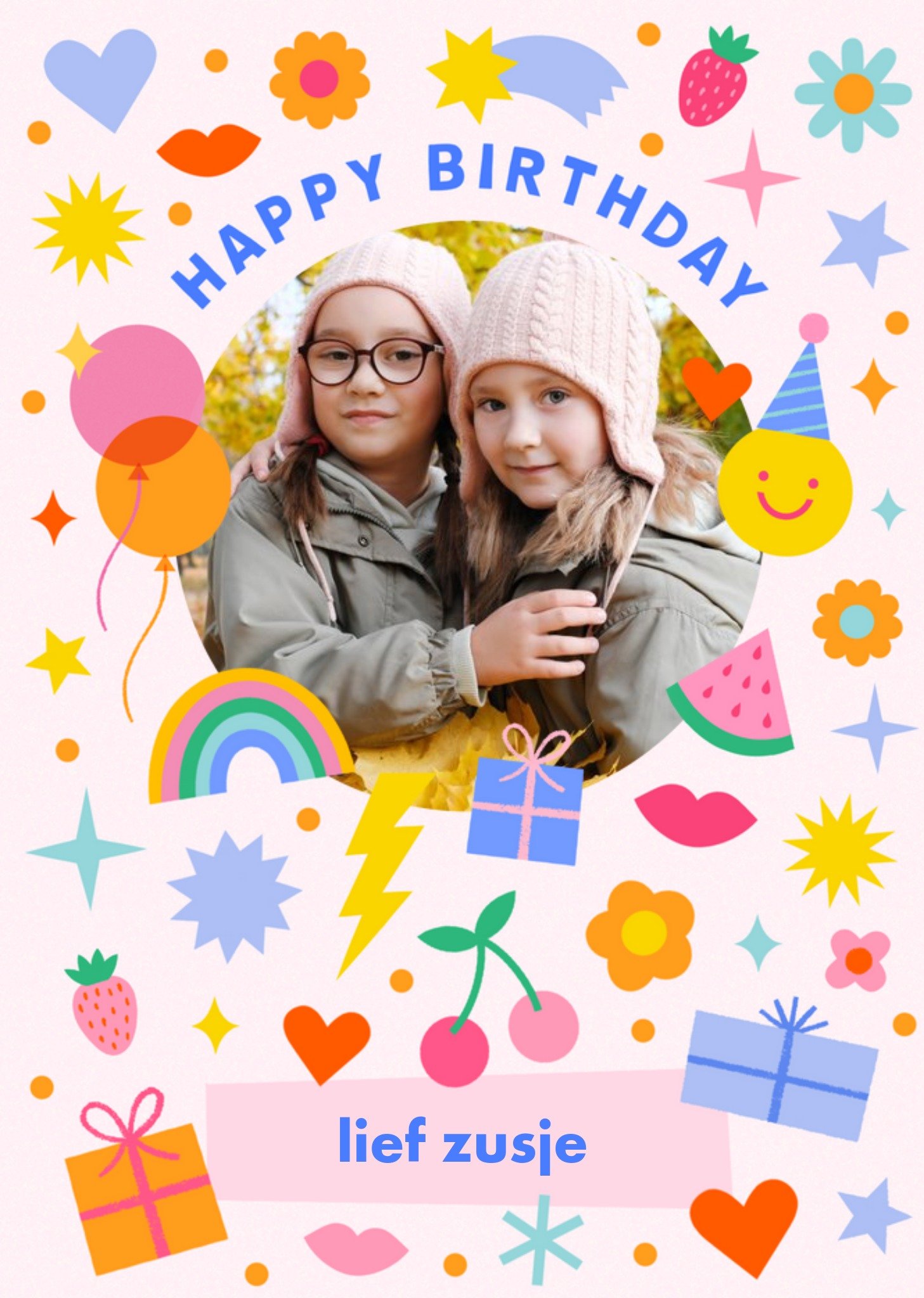 Verjaardagskaart - Illustraties - Lief zusje