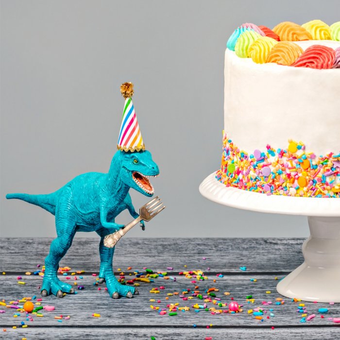 Greetz | Verjaardagskaart | dino met taart