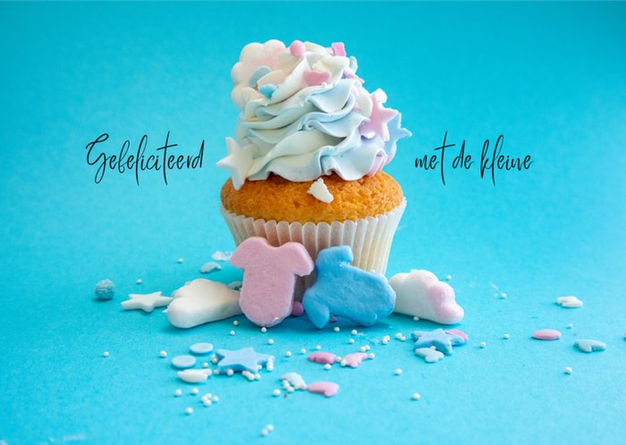 Photoflash | Geboortekaart | Cupcake | Blauw