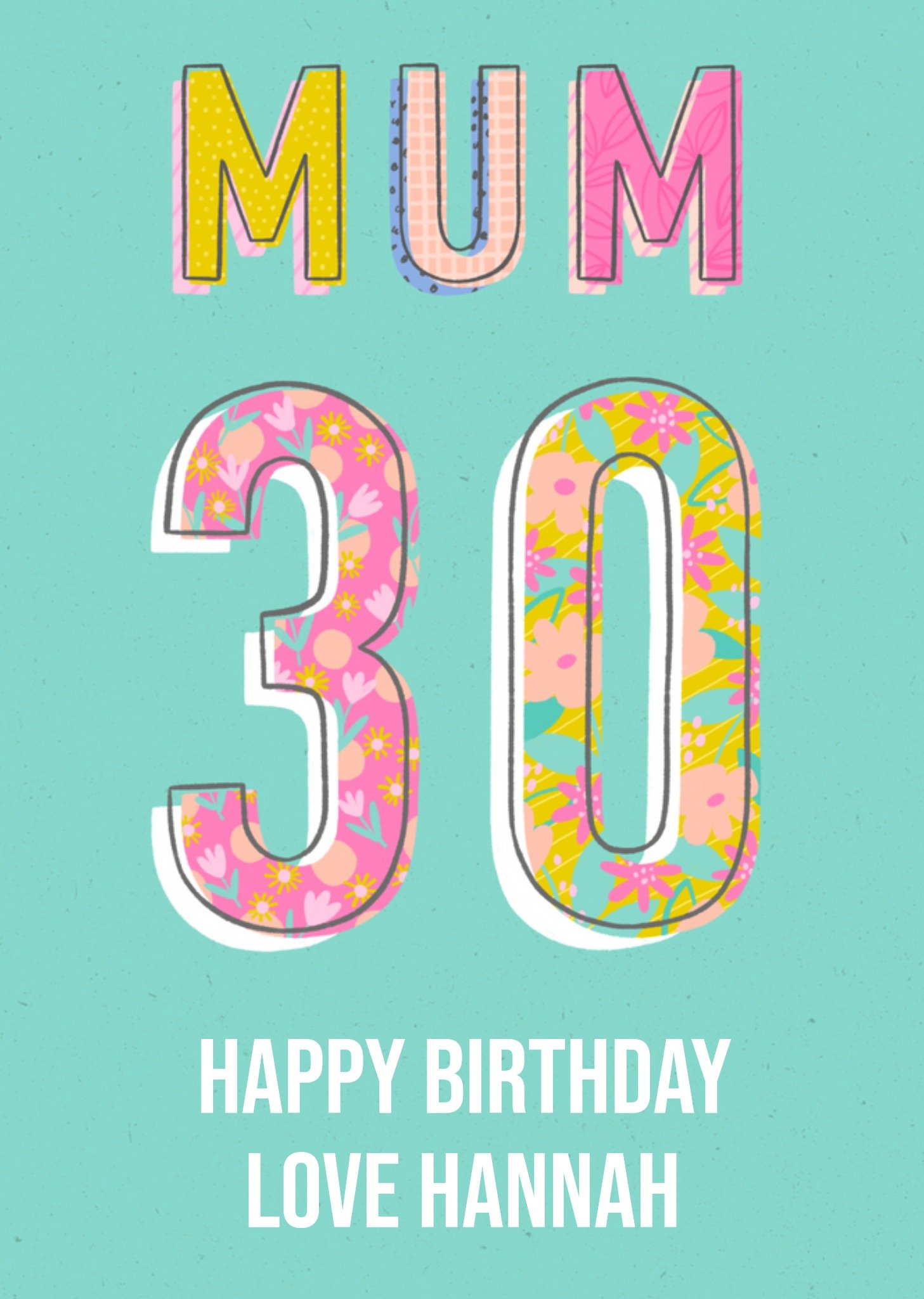 Verjaardagskaart - Mum 30