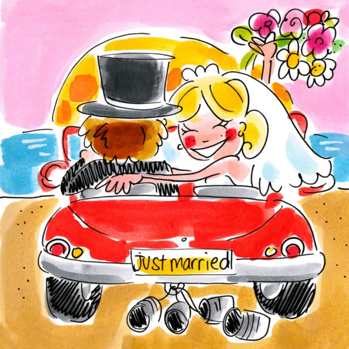 Trouwkaarten | Just married | Blond | Auto