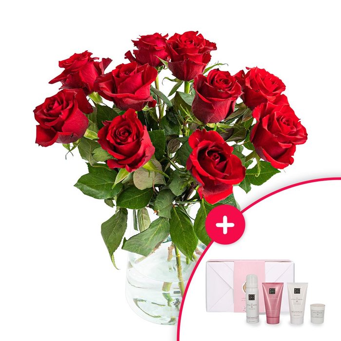 Boeket Liefdevol + Rituals Sakura giftset 