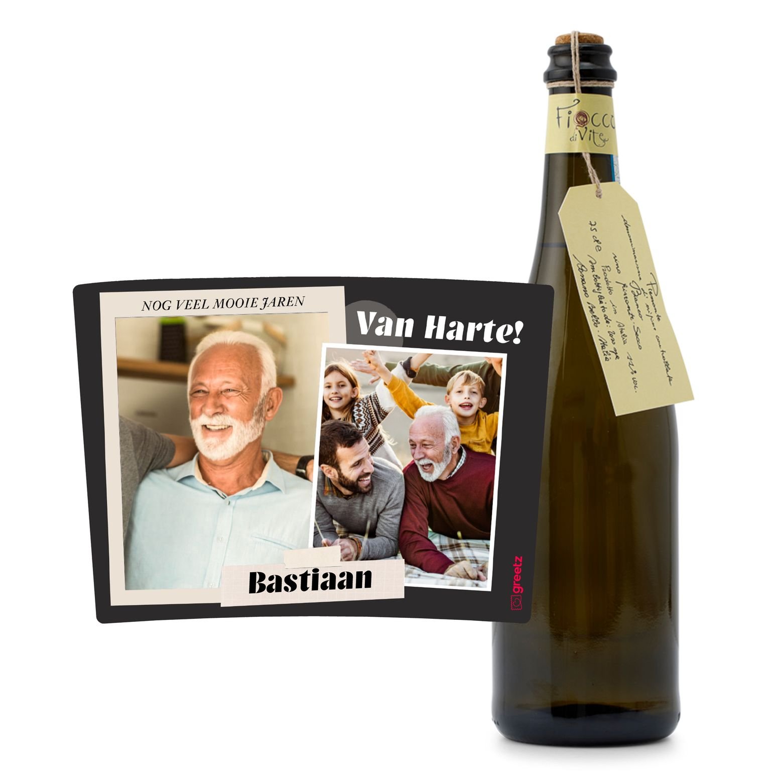 Prosecco Toso Van harte met eigen naam 750ml Drankcadeaus Toso Fiocco di Vite Prosecco Frizzante